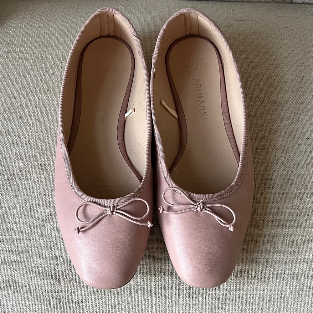 Primark Light Pink Loafers with Bow Accent